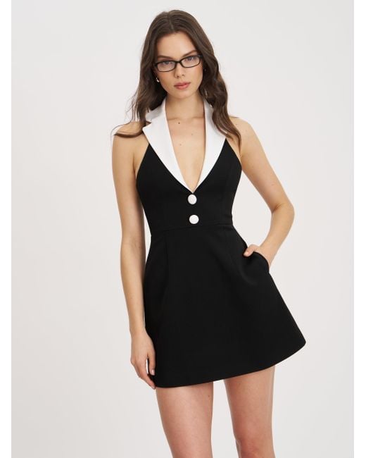 Miss Circle Black Ignacia Office Casual And Halter Mini A-Line Dress