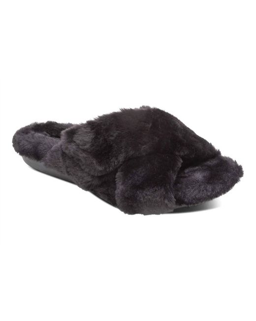 Aetrex Black Penelope Strap Slipper