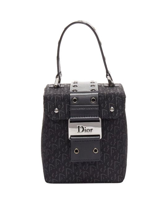Dior Black Vintage John Galliano Trotter Street Chic Canvas Leather Box Bag