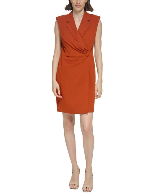 Calvin Klein Orange Collar Polyester Sheath Dress