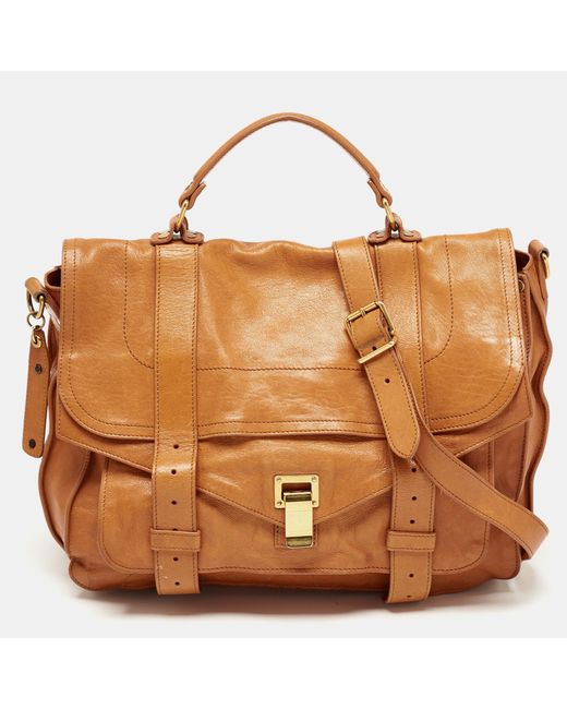 Proenza Schouler Brown Leather Large Ps1 Top Handle Bag
