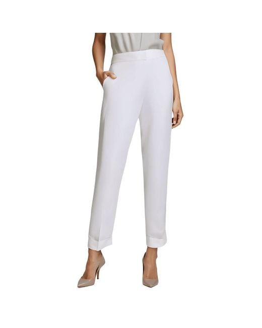 Calvin Klein White Plus Linen Blend High-Rise Ankle Pants