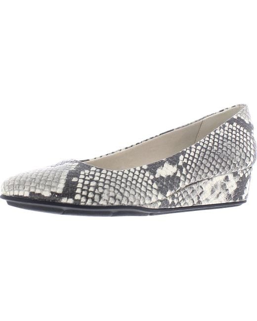 Easy Spirit Metallic Abelle6 Leather Snake Print Wedge Heels