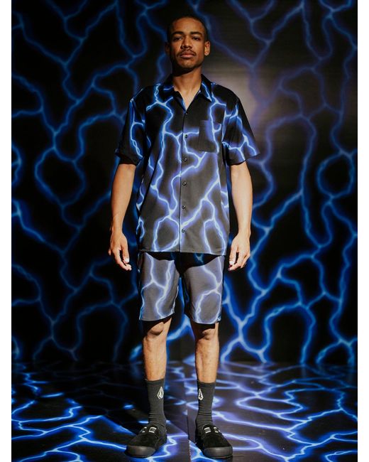 Volcom Blue Featured Artist Travis Spinks Short Sleeve Shirt for men