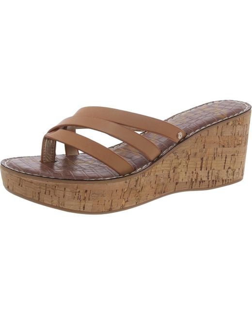 Sam Edelman Brown Ronda Leather Slip On Wedge Sandals