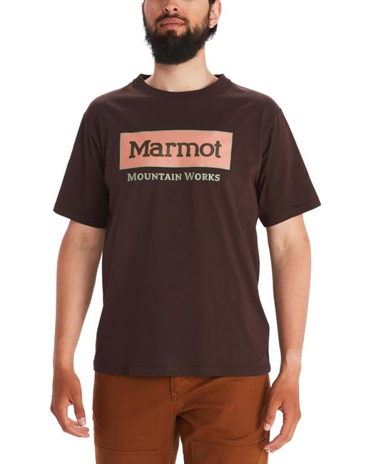 Marmot Brown Logo Cotton Graphic T-shirt for men