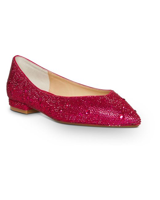 Betsey Johnson Red Jude Embellished Low Heel Pointed Toe Flats