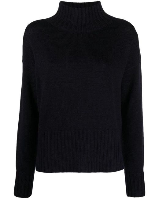 Drumohr Black Midnight Merino Wool High Neck Sweater