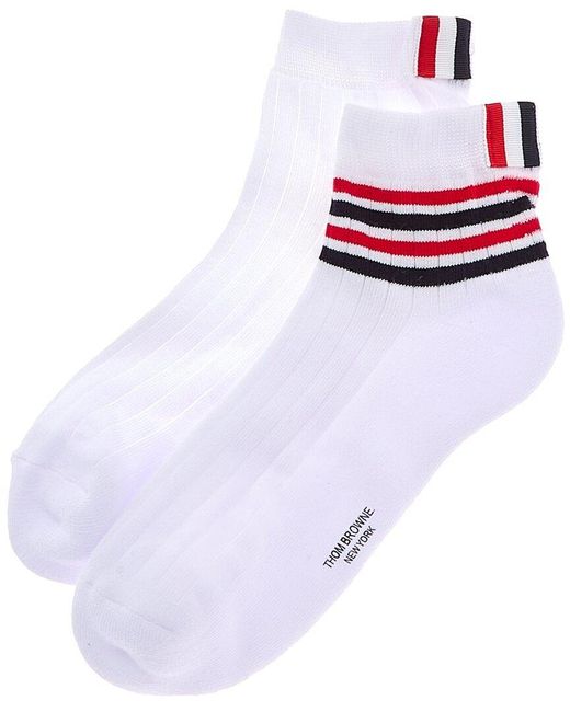 Thom Browne White Ankle Socks for men