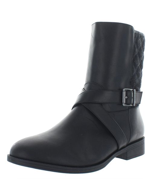 Vionic Black Thea Leather Quilted Ankle Boots