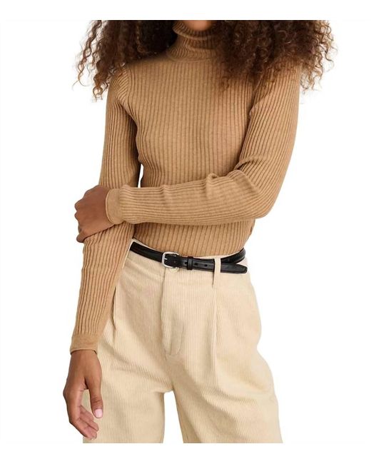 Alex Mill Natural Cristy Ribbed Turtleneck Top