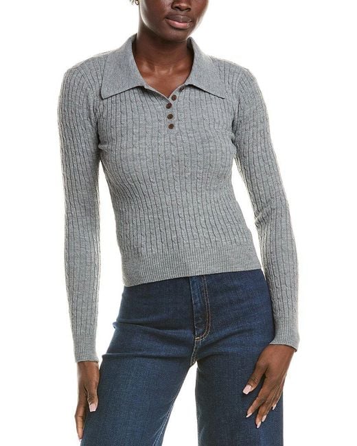 CELESTINE SEI Gray Polo Sweater