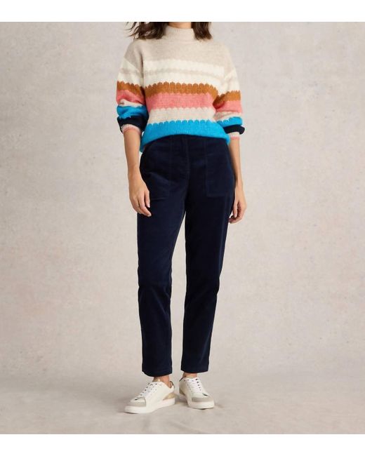 White Stuff Blue Twister Cord Trouser