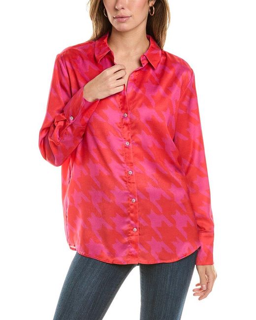 Rachel Roy Red Button-down Satin Shirt