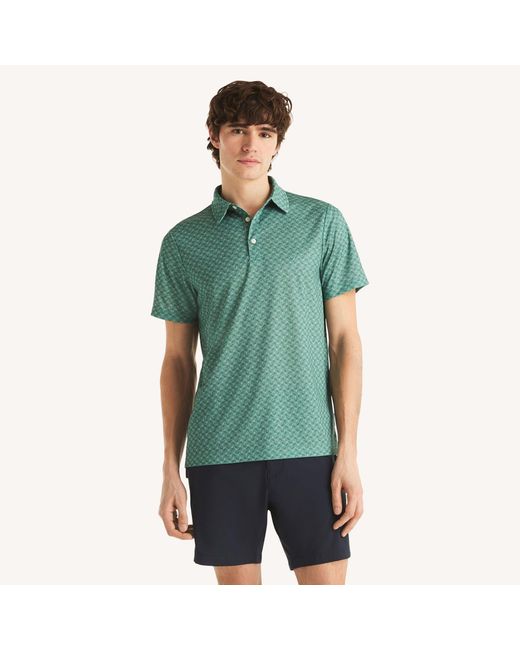 Nautica Green Navtech Printed Performance Polo for men