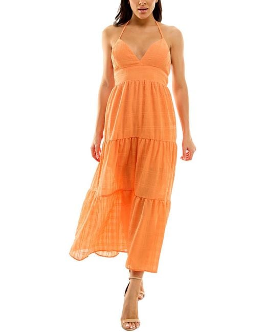 Speechless Orange Tiered Textured Maxi Dress