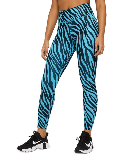 Nike One Mid Rise Fitness Athletic Leggings in Blue Lyst