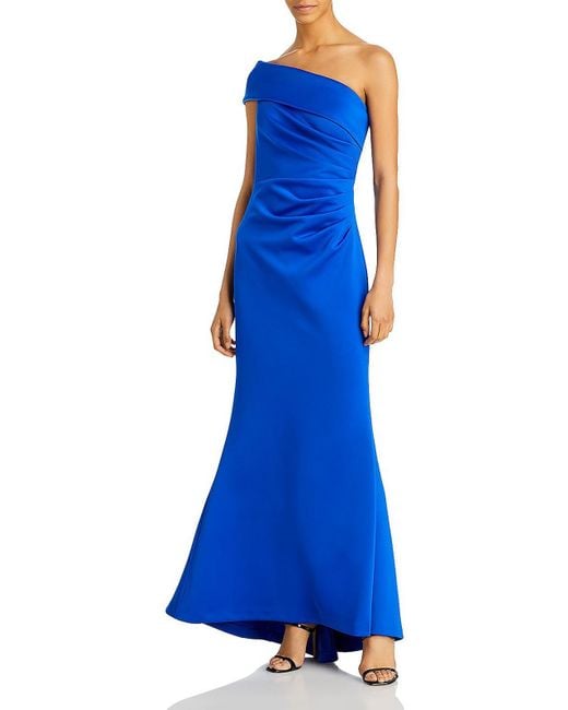 Eliza J Blue One Shoulder Maxi Evening Dress