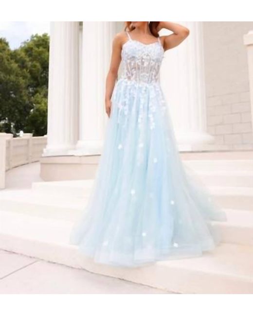 Seraphine Lace Corset Ballgown - Ice Blue