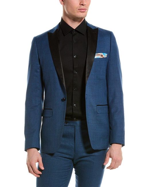 Paisley & Gray Blue Grosvenor Slim Peak Tuxedo Jacket for men