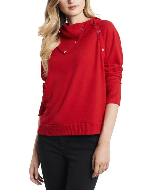Vince Camuto Red Knit Fold-over Neck Turtleneck Sweater