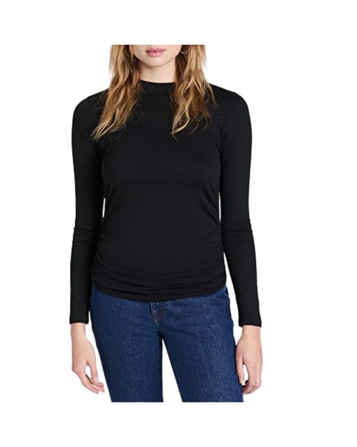 Theory Black Ruched Tiny Long Sleeve Tee