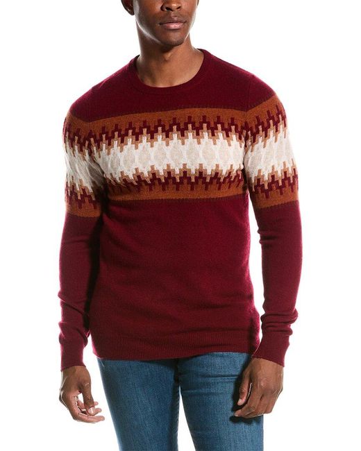 SCOTT & SCOTT LONDON Red Fairisle Wool & Cashmere-blend Crewneck Sweater for men