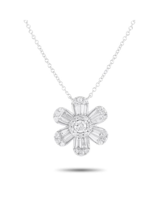 Non-Branded White Lb Exclusive 14k Gold 0.75ct Diamond Flower Necklace Nk01355