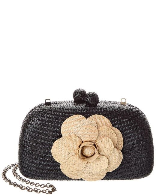 Serpui Black Mia Camelia Clutch