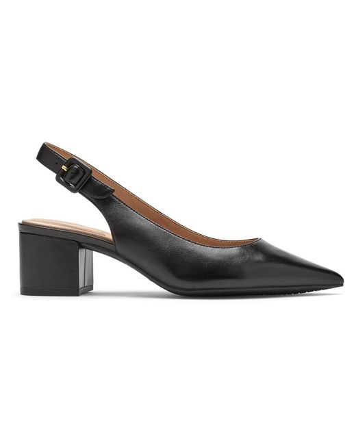 Rockport Brown Tm Noelle Sling Leather Pointed Toe Slingback Heels