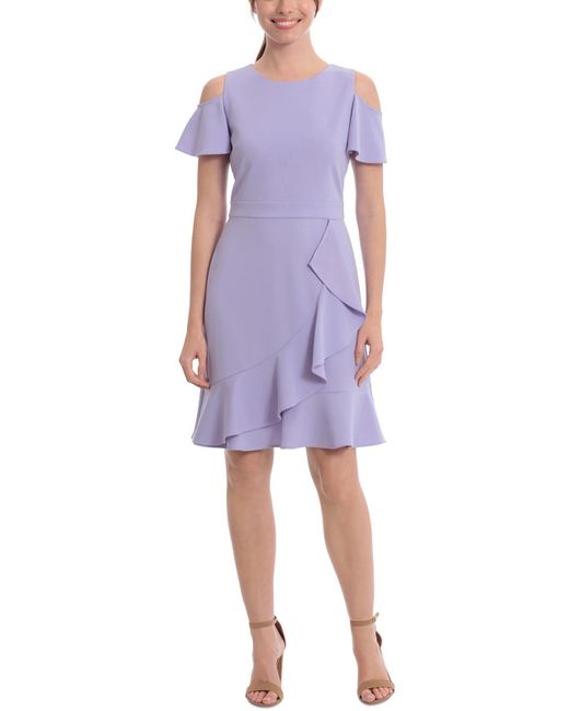 London Times Purple Wedding Guest Above-knee Fit & Flare Dress