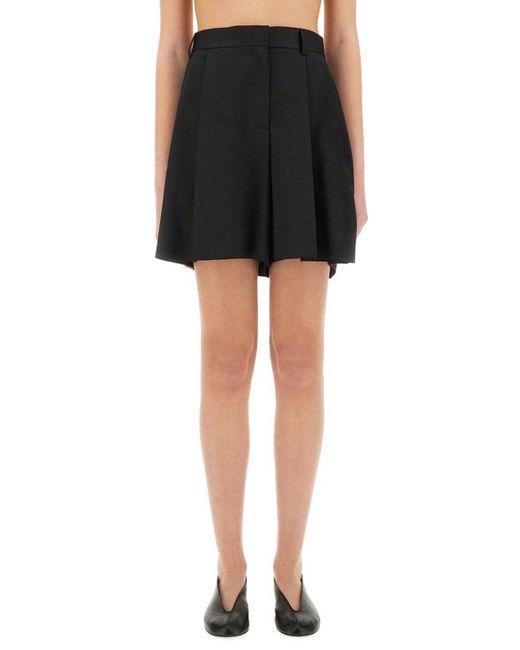 Moschino Black Wool Shorts With Pleated Design