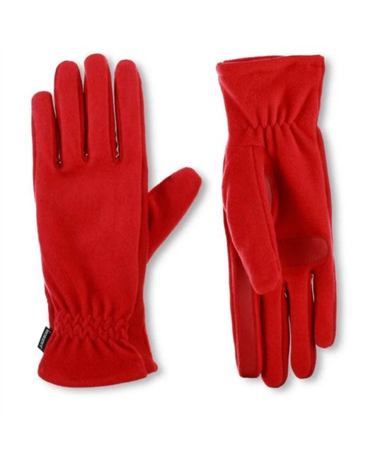 Isotoner Red Smartdri Fleece Wrist Gloves