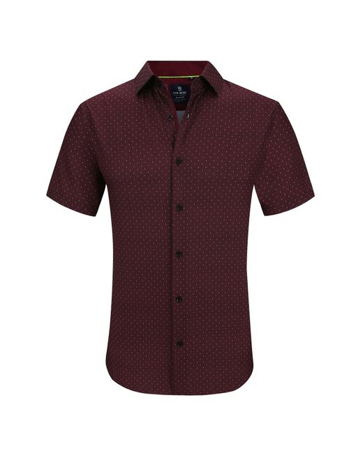 Tom Baine Purple Slim Fit Short Sleeve Performance Stretch Button Down for men