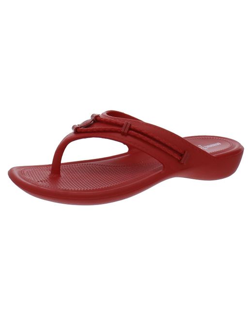 Minnetonka Red Slip-on Flat Flip-flops