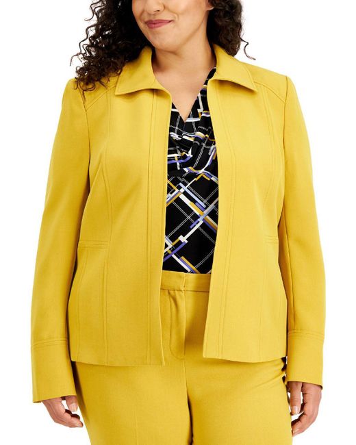 Kasper Plus Suit Separate Office Wear Open-front Blazer in Yellow | Lyst