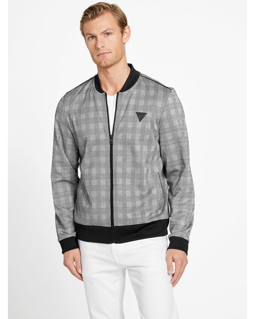 Guess Factory Astro Plaid Flight Jacket in Gray for Men Lyst