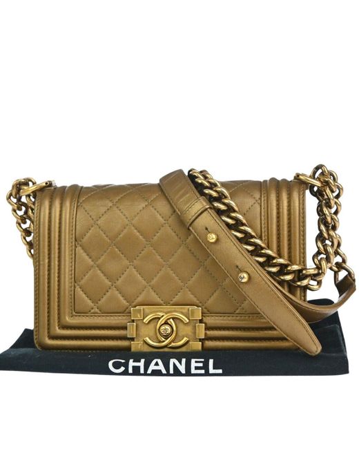 Chanel Natural Boy Leather Shoulder Bag (pre-owned)