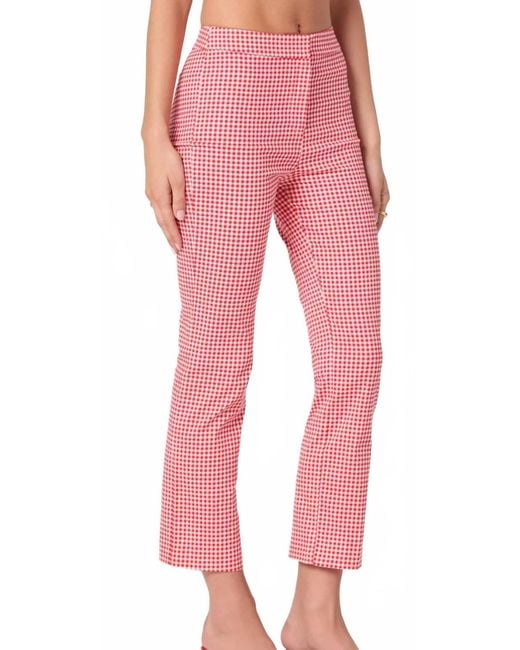 Astr Red Alma Gingham Pants