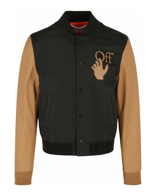 Off-White c/o Virgil Abloh Hand Off Leather Varsity Jacket in Black for ...