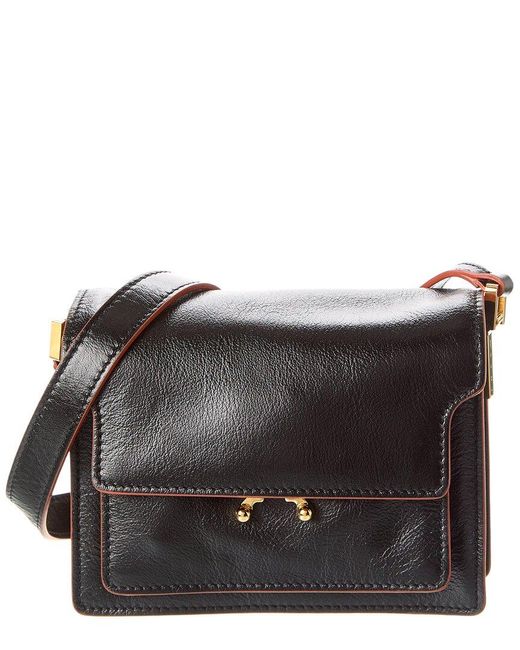 Marni Trunk Mini Leather Shoulder Bag in Black | Lyst