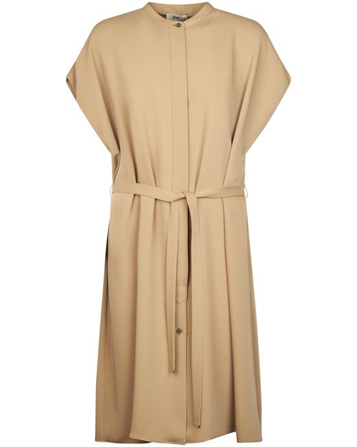 Herno Natural Flowing Camel Dress With Concealed Button Placket