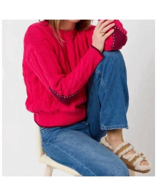 Kerri Rosenthal Red Maxwork Cable Pullover Sweater