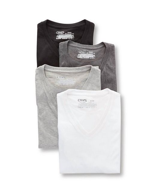 Chaps White 4-pack Underwear V-neck Shirt for men