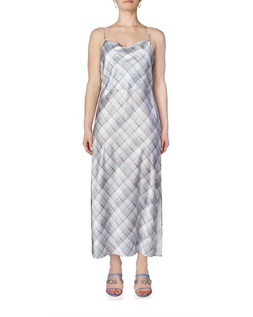 Vince Plaid Cowl Neck Slip Dress in Powder Blue (White) Lyst