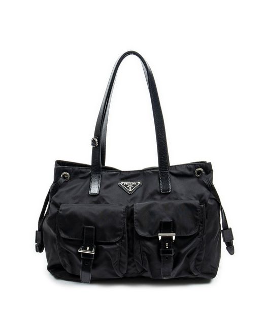 Prada Black Nylon Double Pocket Messenger Bag