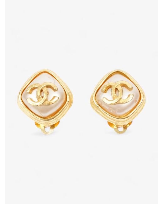 Chanel Metallic Coco Mark 97a Earrings Plated