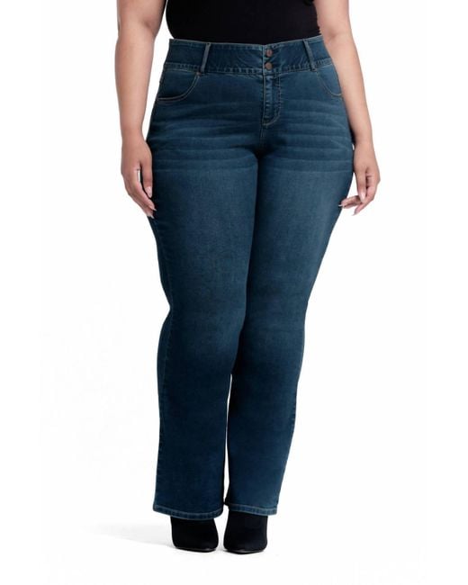1822 Denim Women's Blue Plus Shapewear High-Rise Bootcut Jeans