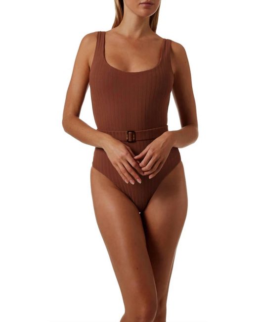 Melissa Odabash Brown Texas Ribbed Swimsuit