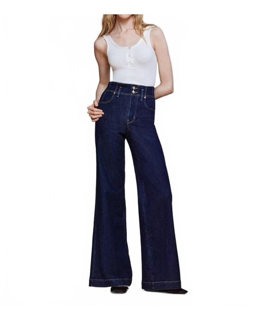 FRAME Blue Seamed Wide Trouser